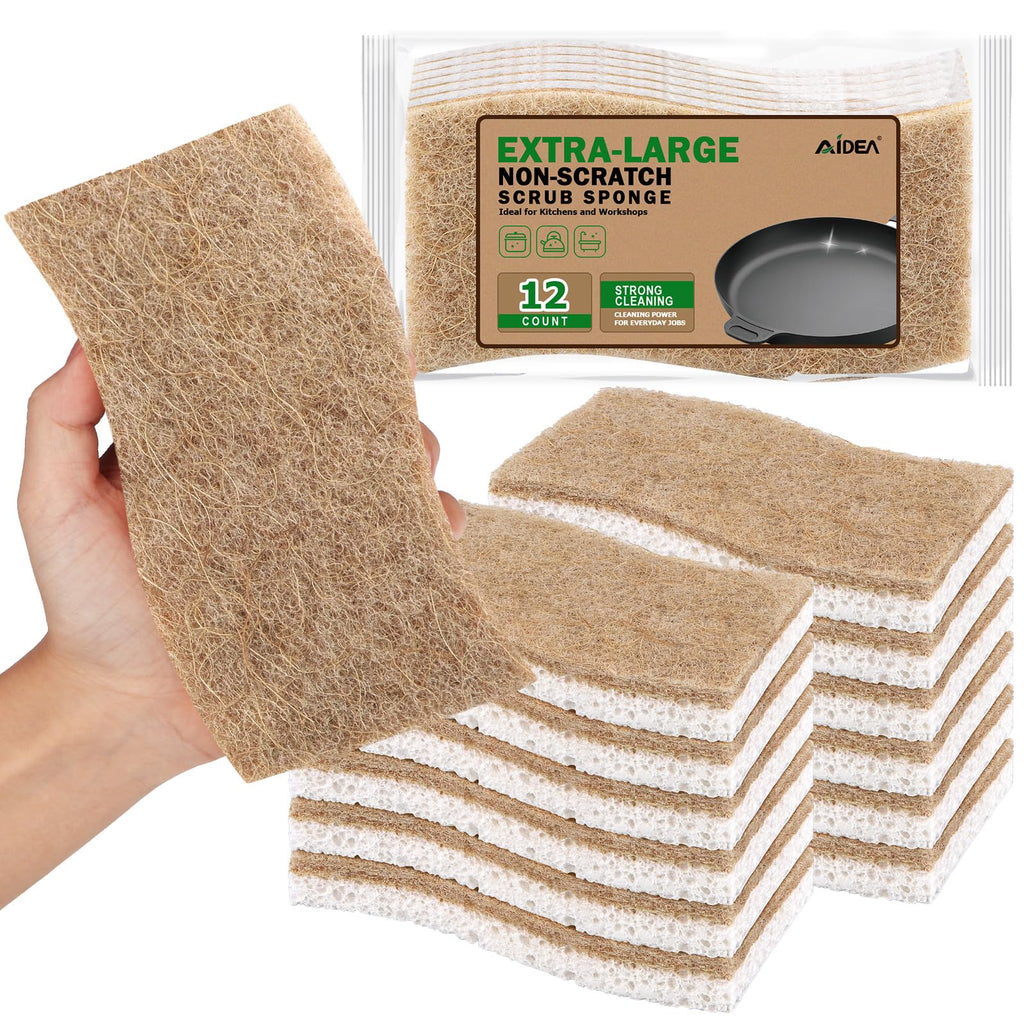 AIDEA Sponges Kitchen, Heavy Duty Scrub Sponge, 6Count, Sponges for Dishes