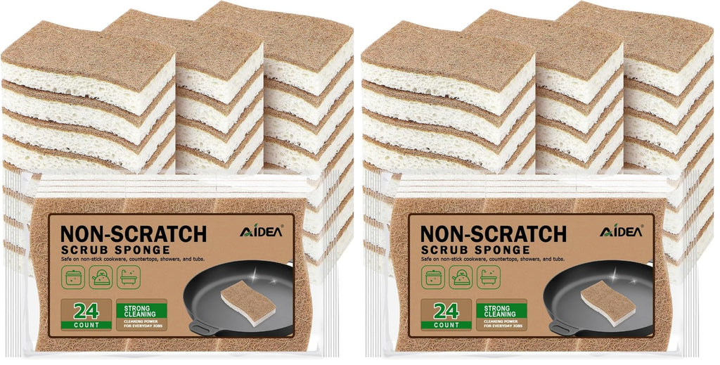 AIDEA Sponges Kitchen, Heavy Duty Scrub Sponge, 6Count, Sponges for Dishes