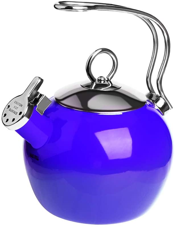 Whistling Tea Kettles, AIDEA 2.3 Quart Ceramic Tea Kettle for Stovetop,  Enameled Interior Tea Pot for Anti-Rust, Audible Whistling Hot Water Kettle  for Kitchen-Cobalt (Navy) 