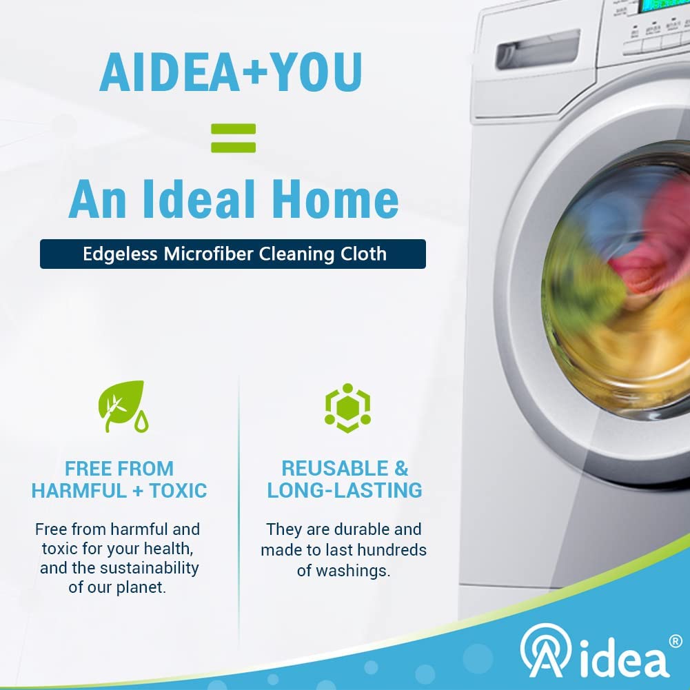 AIDEA Microfiber Cleaning Cloths, All-Purpose Softer Highly Absorbent, Lint Free - Streak Free Wash Cloth for House, Kitchen, Car, Window, Gifts