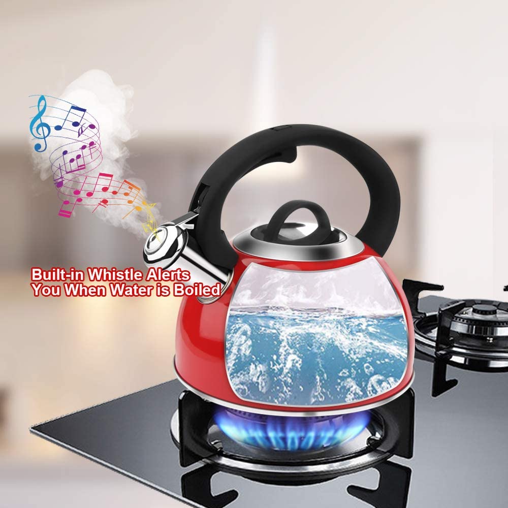 AIDEA Tea Kettle, 2 Quart Whistling Stainless Steel Tea Kettle for Stovetop