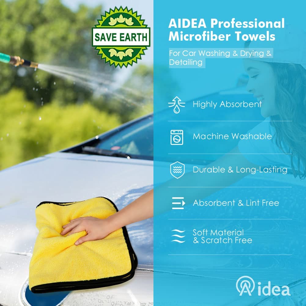 AIDEA Professional Microfiber Drying Towel-2PK, Premium Car Drying Towel  with Silk Edge, Super Absorbent & Scratch-Free, Drying Towel for Cars,  SUVs