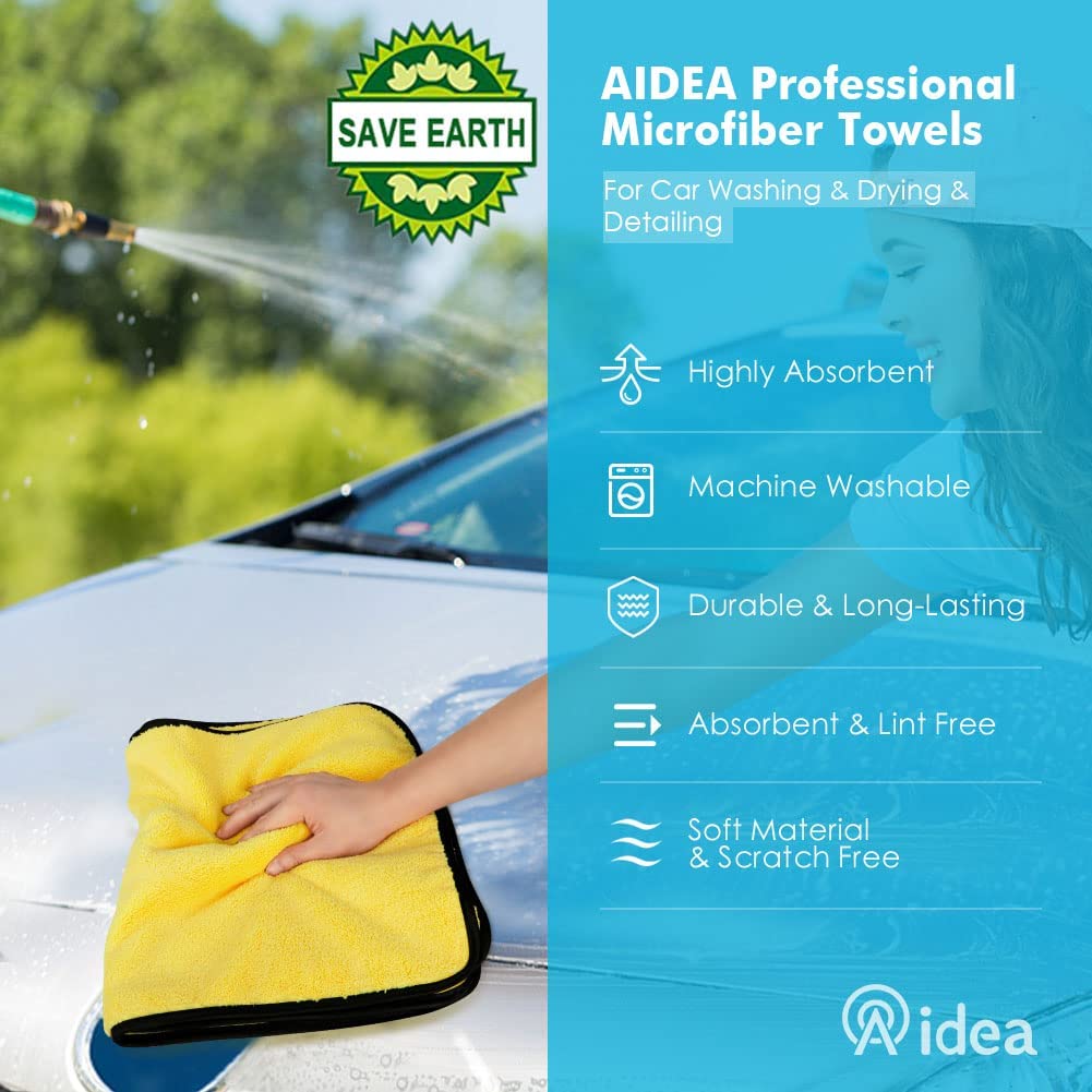 AIDEA Professional Microfiber Drying Towel, Premium Microfiber Towel, Scratch-Free, Strong Water Absorption Drying Towel for Cars, SUVs, RVs, Trucks, and Boats