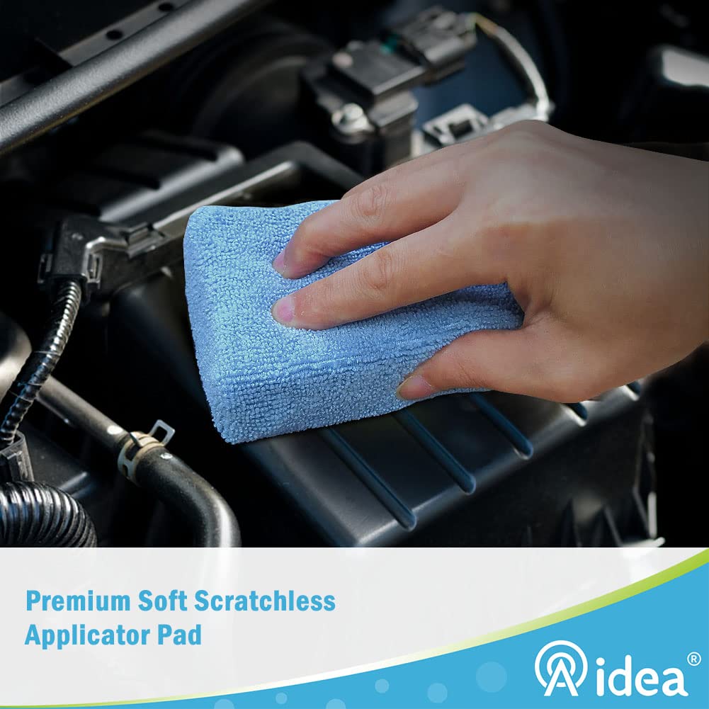 AIDEA Microfiber Applicator Pads-8PK, Microfiber Sponge, Car Wash Pads, Cleaning Pads, Great for Applying Wax, Sealants & Other Conditioners-Blue