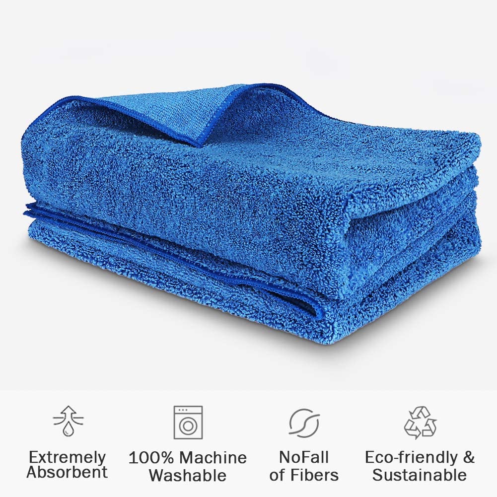 AIDEA Professional Microfiber Drying Towel-2PK, Premium Microfiber Towels, Scratch-Free, Strong Water Absorption Drying Towel for Cars, SUVs, RVs, Trucks, and Boats Gifts(24 in. x 31 in.)-Blue