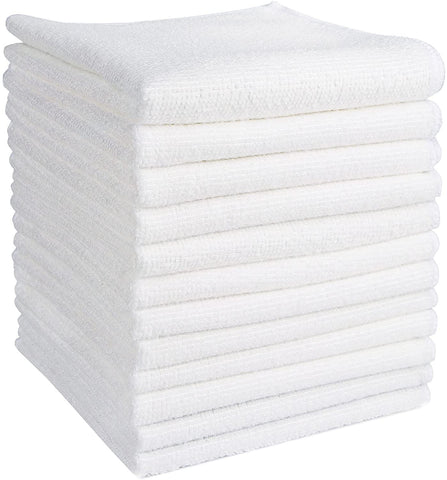 AIDEA Microfiber Cleaning Cloths White-12Pack, Strong Water Absorption, Lint-Free, Scratch-Free, Streak-Free, Dish Towels White (11.5in.x 11.5in.)