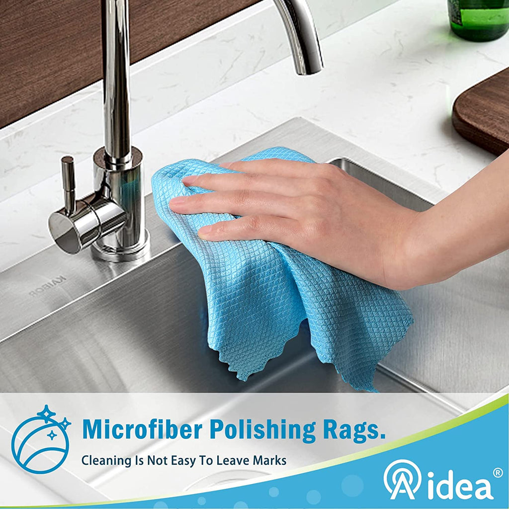 AIDEA Microfiber Cleaning Cloths, 8PK-Multi-Purpose Cleaning Cloth, Microfiber Polishing Cleaning Cloth, Window Cleaning Cloth, Lint Free Streak-Free Glass Cleaning Cloths-12“x12”