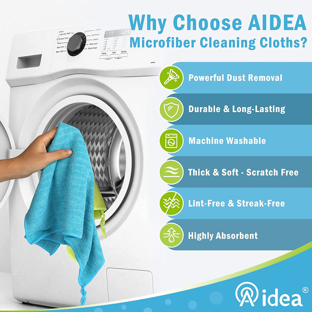 AIDEA Microfiber Cleaning Cloths-6PK, Kitchen Towels Cleaning Dish Cloths Softer Highly Absorbent, Lint Free Streak Free for Tackling Any Cleaning Job (14''x16'')