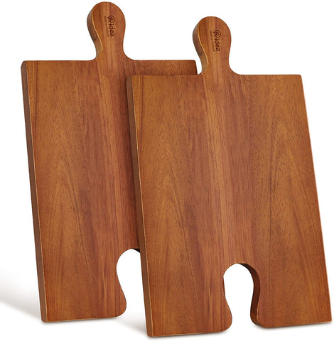 AIDEA Wood Cutting Board Cheese Board with Handle Set of 2 - Wood Charcuterie Platter Serving Tray for Cheese, Crackers, Meat And Wine- Great for Birthday, Housewarming & Wedding Gifts