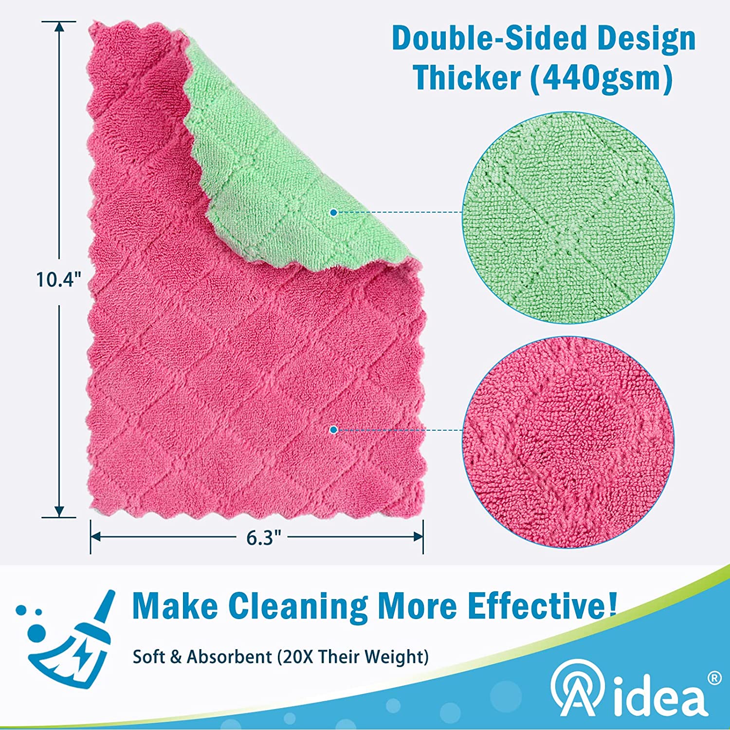 Kitchen Dish Cloths, Super Absorbent Microfiber Cleaning Cloth For