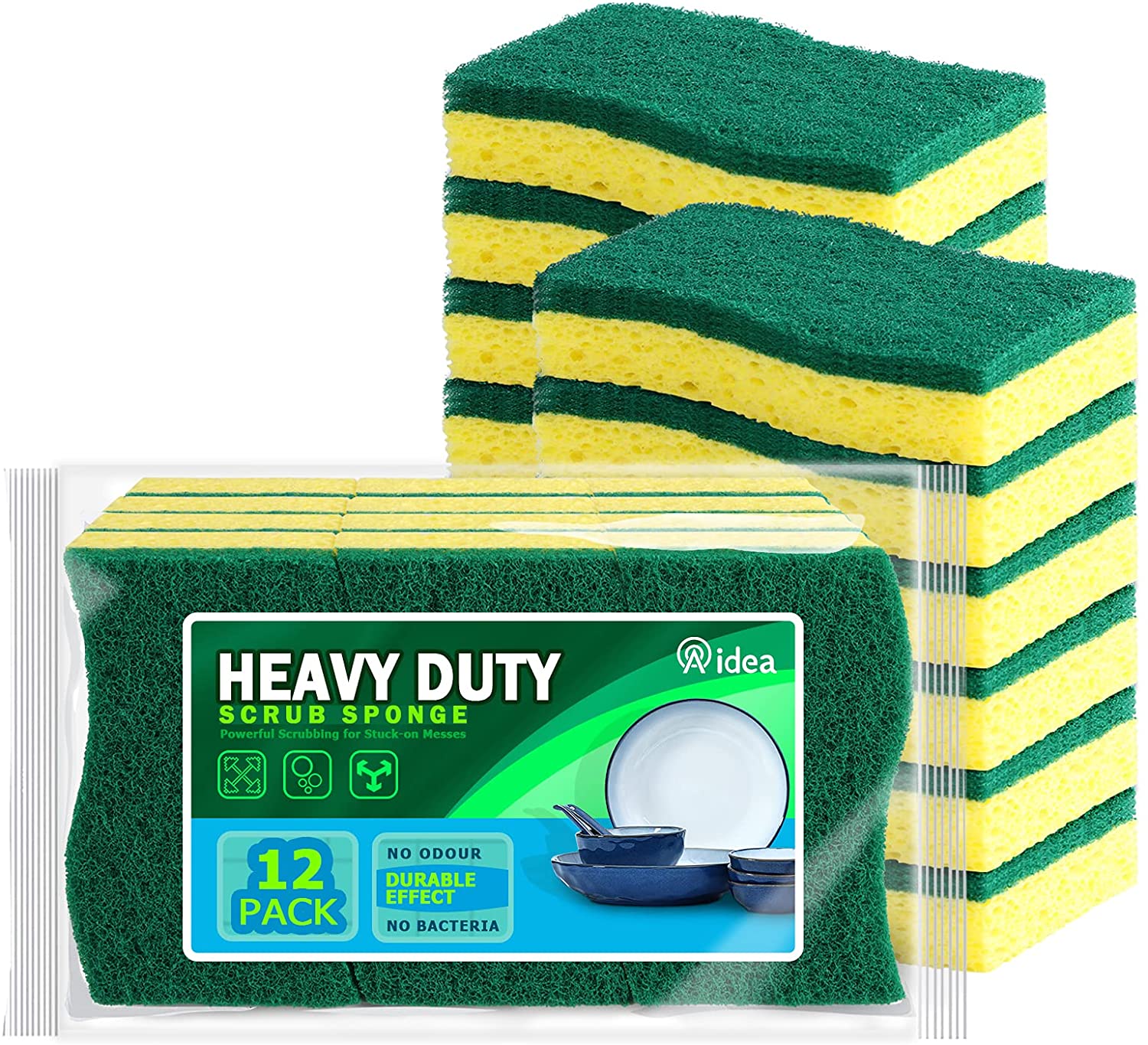 Aidea Non-Scratch Scrub Sponge, Heavy Duty Cellulose Sponge