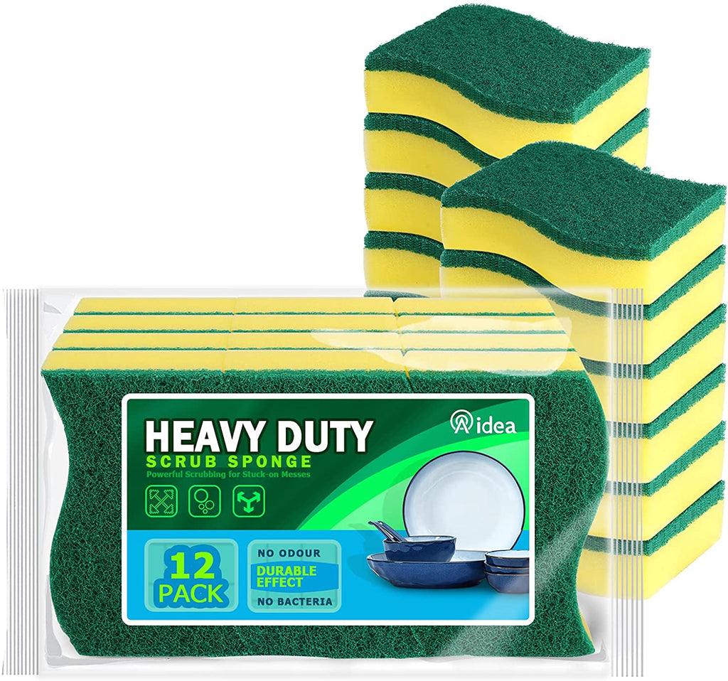 AIDEA Heavy Duty Scrub Sponge, Cleaning Scrub Sponge, Stink Free Sponge, Effortless Cleaning Eco Scrub Pads for Dishes,Pots,Pans All at Once